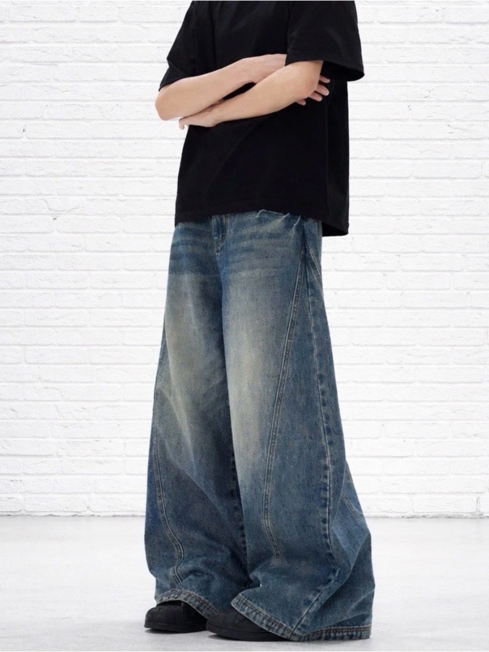 Grunge Emo Skater Y2K Wide Leg Baggy Barrel Blue Jeans Size XL 38